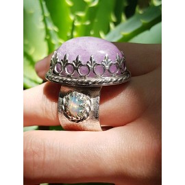 Sterling silver ring, kunzite and fire opals Contessina