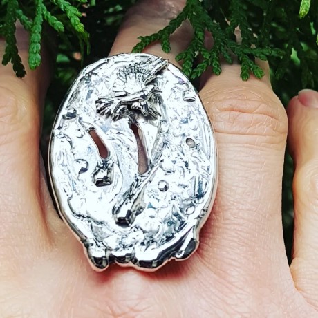 Sterling silver ring Handpainting, Bijuterii de argint lucrate manual, handmade