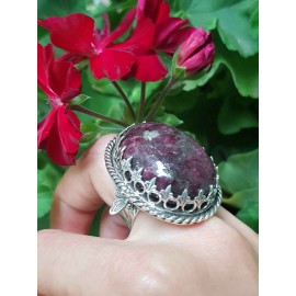 Sterling silver ring with natural tourmaline