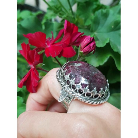 Sterling silver ring with natural tourmaline, Bijuterii de argint lucrate manual, handmade