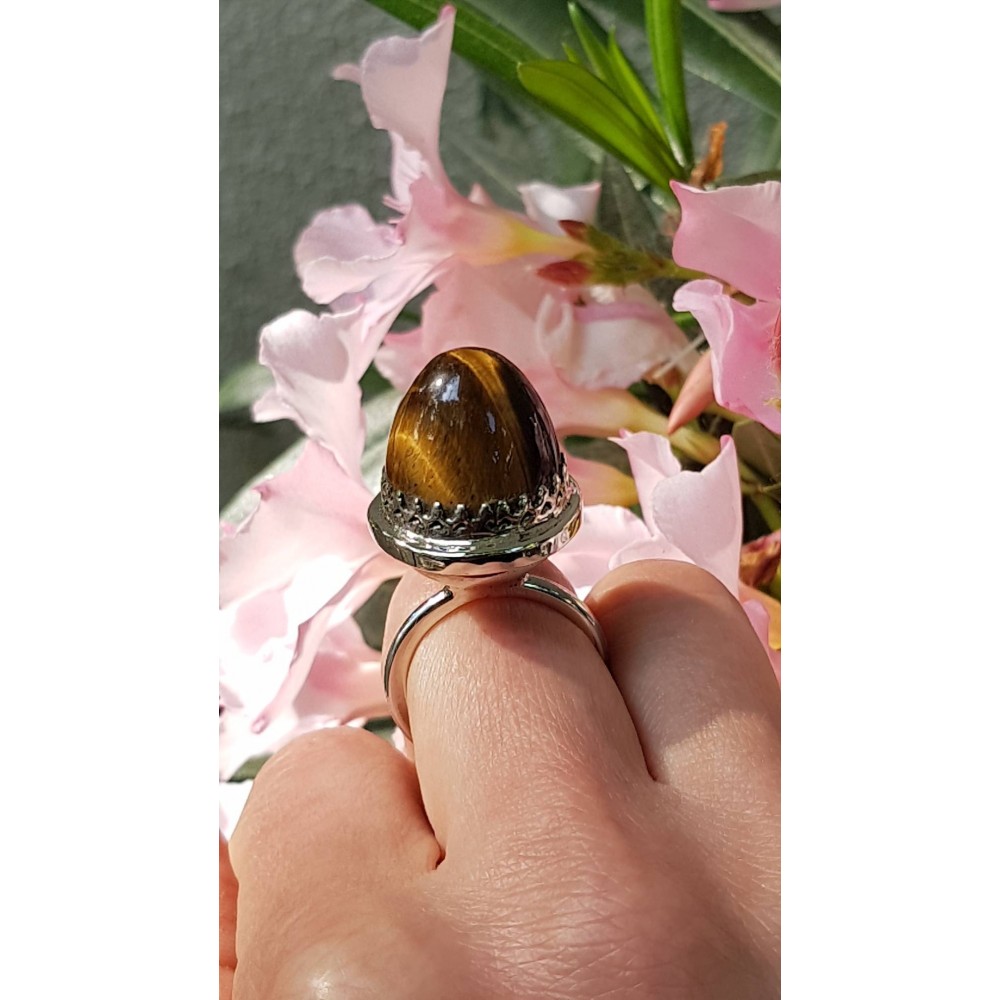 Sterling silver ring with natural tiger 's eye Honey Hazels