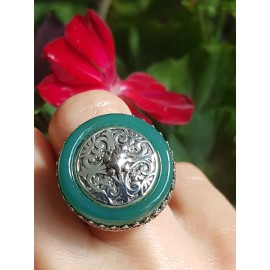 Sterling silver ring with natural agate stone Wellworthafarthing