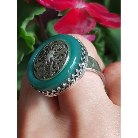 Sterling silver ring with natural agate stone Wellworthafarthing, Bijuterii de argint lucrate manual, handmade