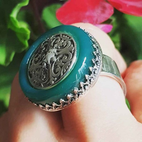 Sterling silver ring with natural agate stone Wellworthafarthing, Bijuterii de argint lucrate manual, handmade