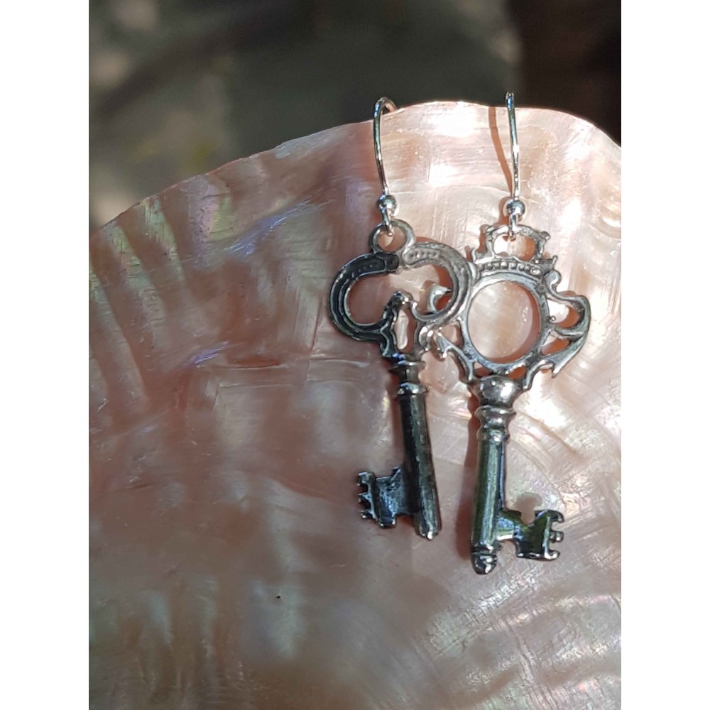 Sterling silver earrings Key to your heart