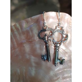 Sterling silver earrings Key to your heart, Bijuterii de argint lucrate manual, handmade