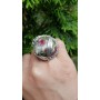 Unique ring entirely handcrafted in solid Ag925 silver and natural zoisite ruby
