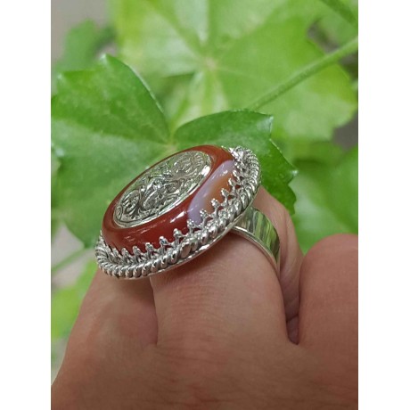 Sterling silver ring Grammar of Red, Bijuterii de argint lucrate manual, handmade