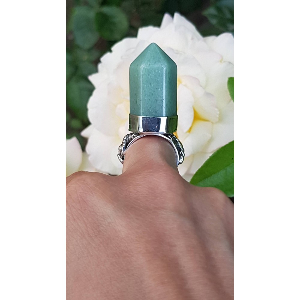 Sterling silver ring with natural aventurine