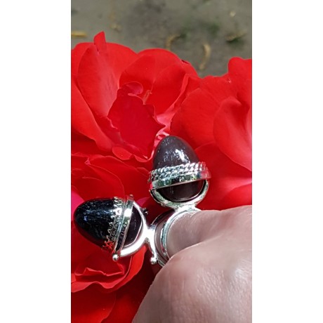 Sterling silver ring with natural agate stone Egging Flirting, Bijuterii de argint lucrate manual, handmade