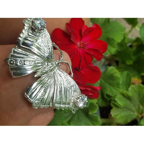 Sterling silver ring Moth in FullBloom, Bijuterii de argint lucrate manual, handmade