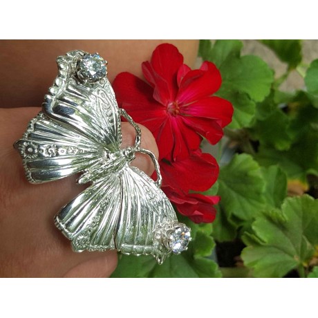 Sterling silver ring Moth in FullBloom, Bijuterii de argint lucrate manual, handmade