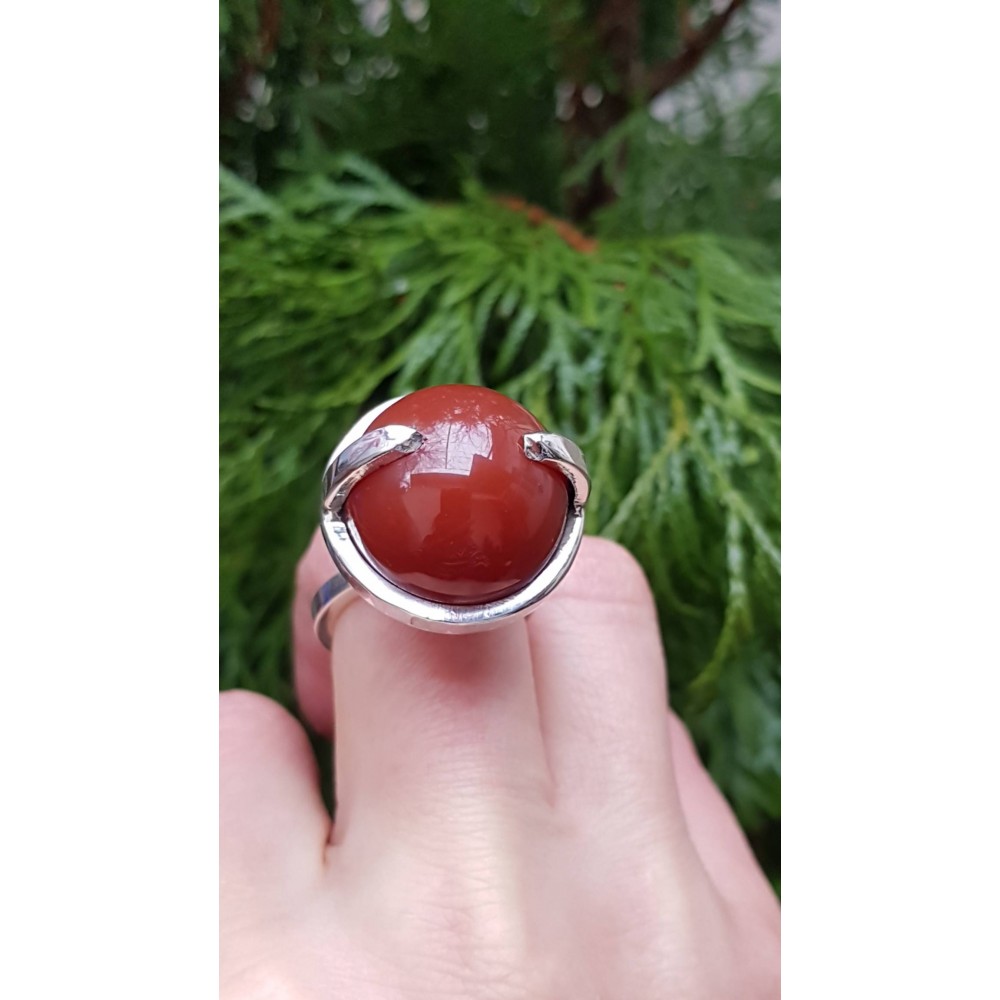 Sterling silver ring with natural carnelian