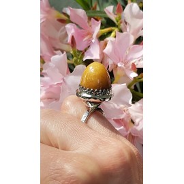 Sterling silver ring with natural agate stone Rising Yolk