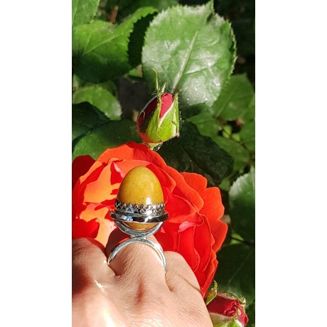 Sterling silver ring with natural agate stone Rising Yolk, Bijuterii de argint lucrate manual, handmade