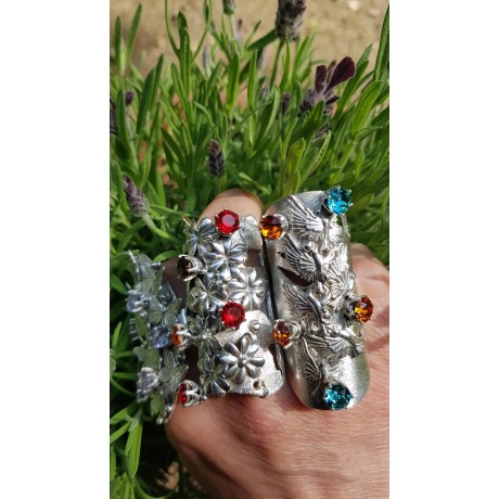 Large Sterling Sterling Silver ring and crystals Glorious Takeoff