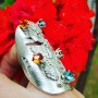 Inel unicat lucrat integral manual în argint Ag925 masiv și cristale Swarovski Glorius takeoff