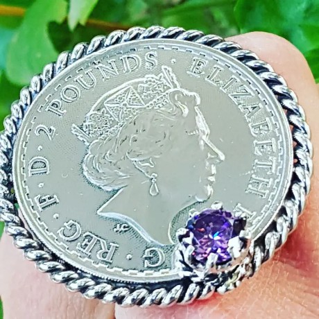 Sterling silver ring and amethyst Long live Thy memory, Bijuterii de argint lucrate manual, handmade