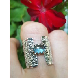Sterling silver ring with natural aquamarine AquaFeast