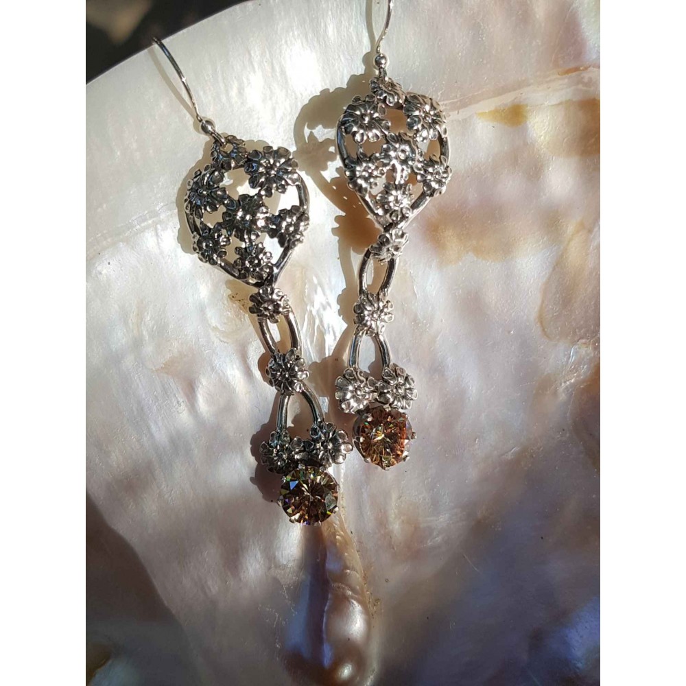 Sterling silver earrings and citrines Sunny Flowers