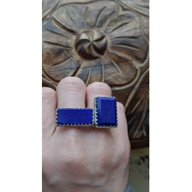 Sterling silver ring with natural lapislazuli Double Dreaming
