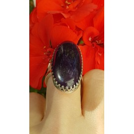 Sterling silver ring with natural amethyst Patch of Ink, Bijuterii de argint lucrate manual, handmade