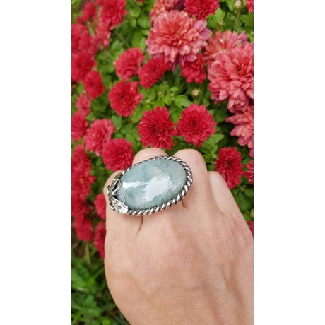 Sterling silver ring and aquamarine Greenbluishness, Bijuterii de argint lucrate manual, handmade
