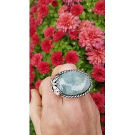 Sterling silver ring and aquamarine Greenbluishness, Bijuterii de argint lucrate manual, handmade