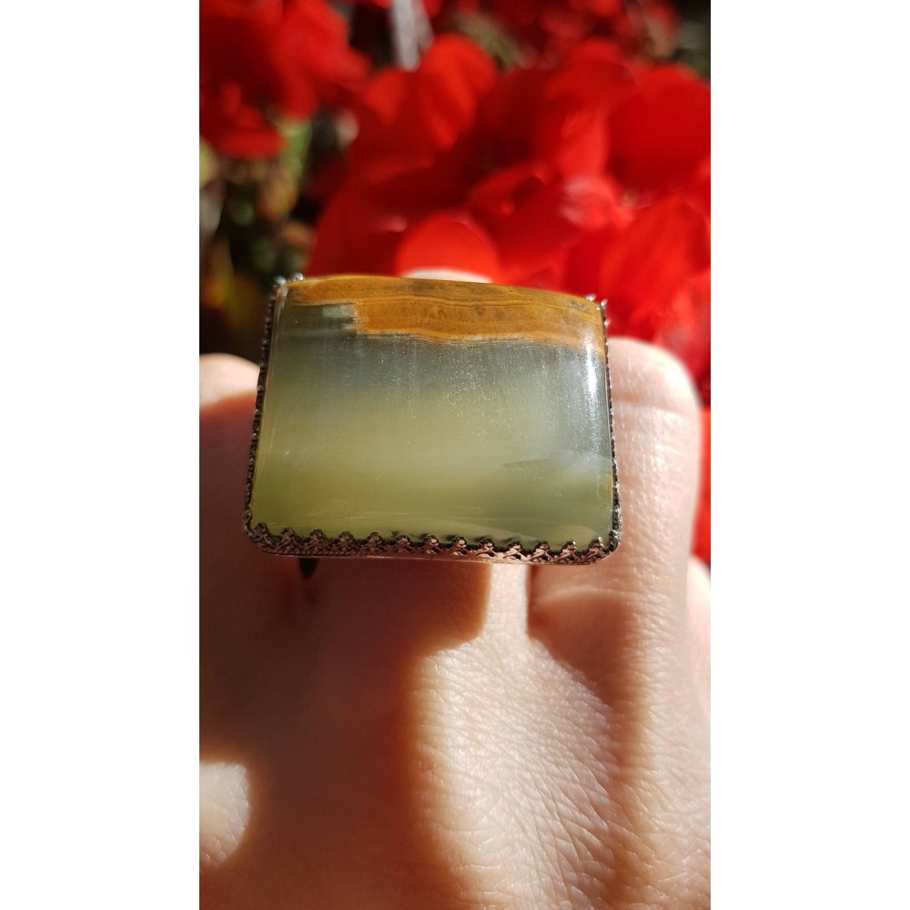 Sterling silver ring and yellow amazonite