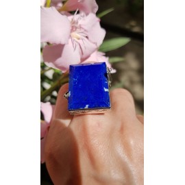 Sterling silver ring with natural lapislazuli Square Mood