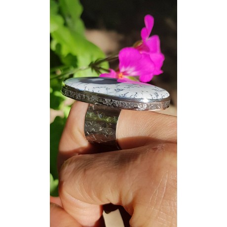 Sterling silver ring and natural agate stone PickonChic, Bijuterii de argint lucrate manual, handmade