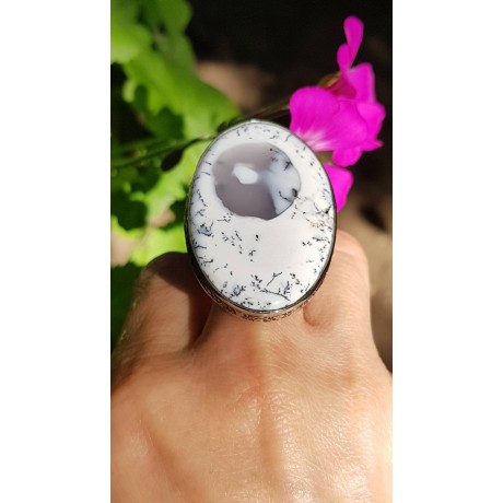 Sterling silver ring and natural agate stone PickonChic, Bijuterii de argint lucrate manual, handmade
