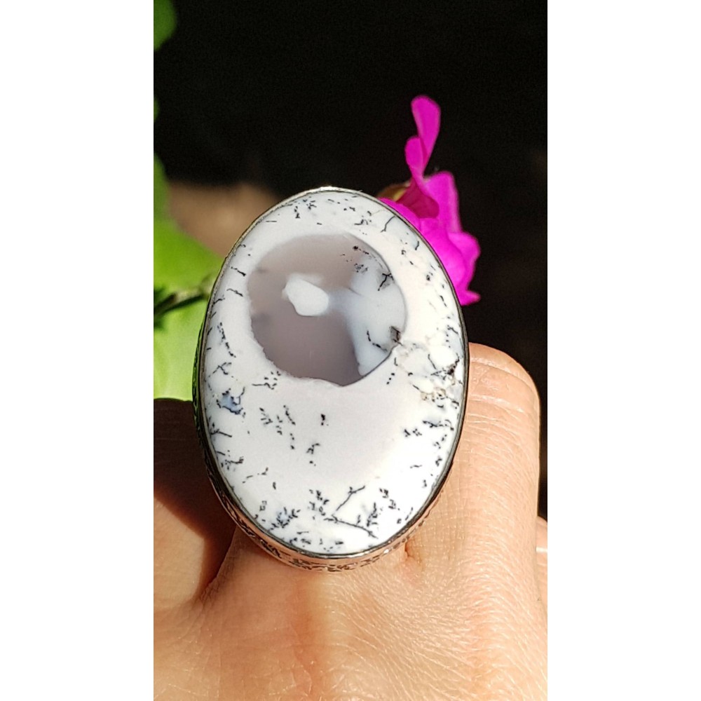 Sterling silver ring and natural agate stone PickonChic