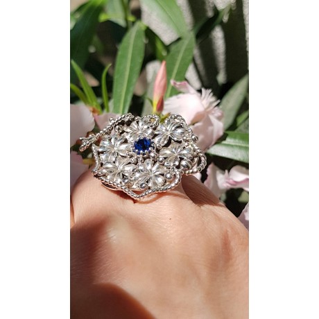 Sterling silver ring and crystal Flowering, Bijuterii de argint lucrate manual, handmade