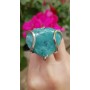 Unique ring entirely handmade in solid Ag925 silver and natural GrassyHearts amazonite