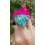 Unique ring entirely handmade in solid Ag925 silver and natural GrassyHearts amazonite