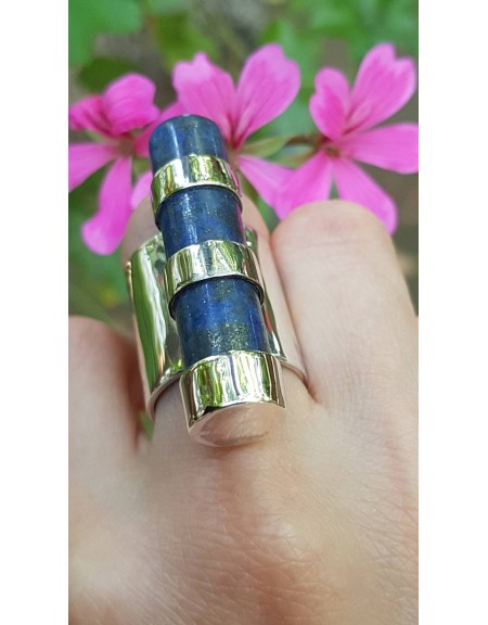 Unique ring entirely handcrafted in solid Ag925 silver and natural lapis lazuli Blue Bolard, Bijuterii de argint lucrate manual, handmade