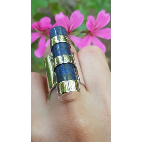 Unique ring entirely handcrafted in solid Ag925 silver and natural lapis lazuli Blue Bolard, Bijuterii de argint lucrate manual, handmade