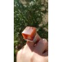 Inel unicat lucrat integral manual în argint Ag925 masiv și carneol natural Ginger Cube
