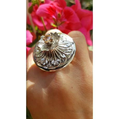 Sterling silver ring and citrine Turbans & Flowers, Bijuterii de argint lucrate manual, handmade