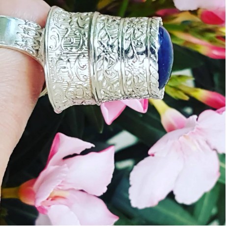 Sterling silver ring with natural lapislazuli Rising Bluzz, Bijuterii de argint lucrate manual, handmade