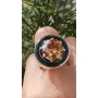 Inel unicat lucrat integral manual în argint Ag925 masiv, Agat verde și citrin dalloz Treasurable