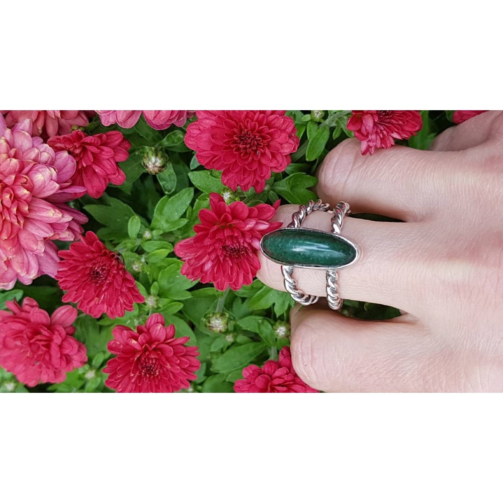 Sterling silver ring and jade