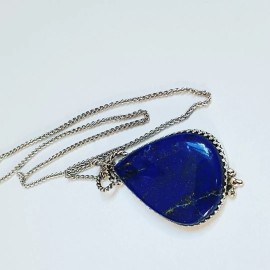 Sterling silver necklace and natural lapislazuli