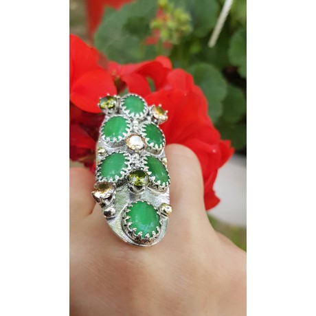 Sterling silver ring with natural cat's eye Love of Green, Bijuterii de argint lucrate manual, handmade