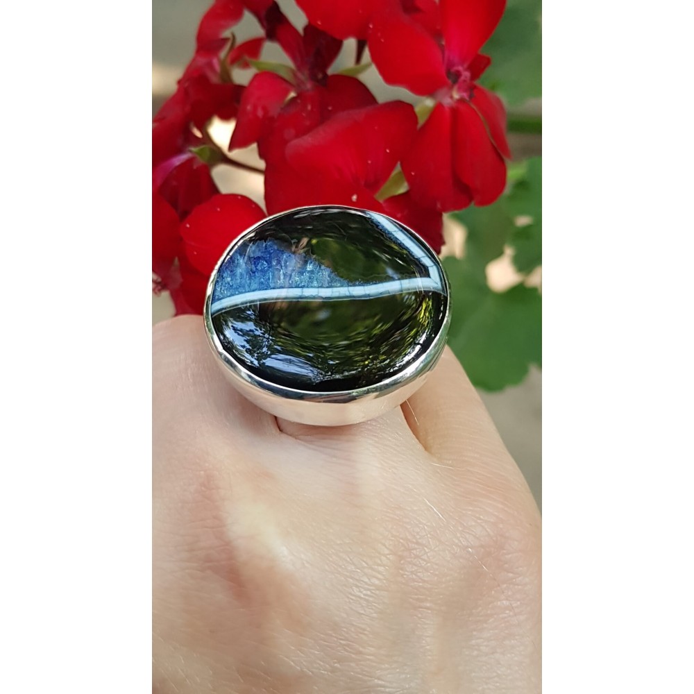Sterling silver ring with natural crystal agate