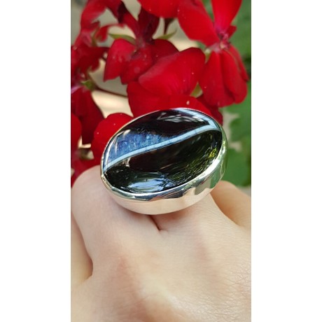 Sterling silver ring with natural crystal agate, Bijuterii de argint lucrate manual, handmade