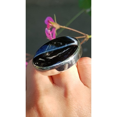 Sterling silver ring with natural crystal agate, Bijuterii de argint lucrate manual, handmade