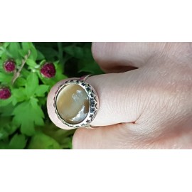 Sterling silver ring with natural cat's eye, Bijuterii de argint lucrate manual, handmade