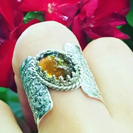 Sterling silver ring and natural citrine Auburn Afterglow 